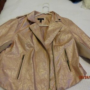 Torrid pink metallic faux leather jacket